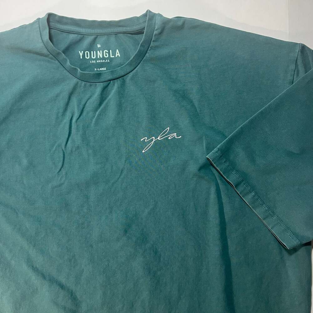 YoungLA Script Logo Essential Tee Teal XL